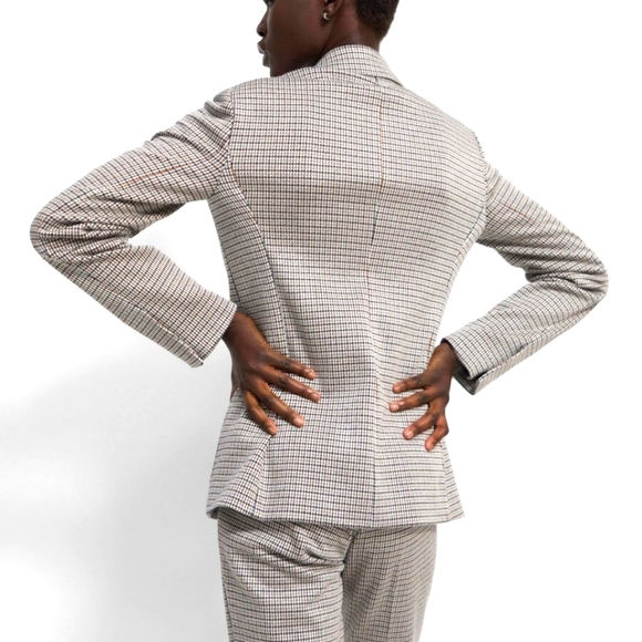 Theory Houndstooth Eco Knit Multicolor Two-Piece Feminine Earthtone PowerSuit - Picture 15 of 16